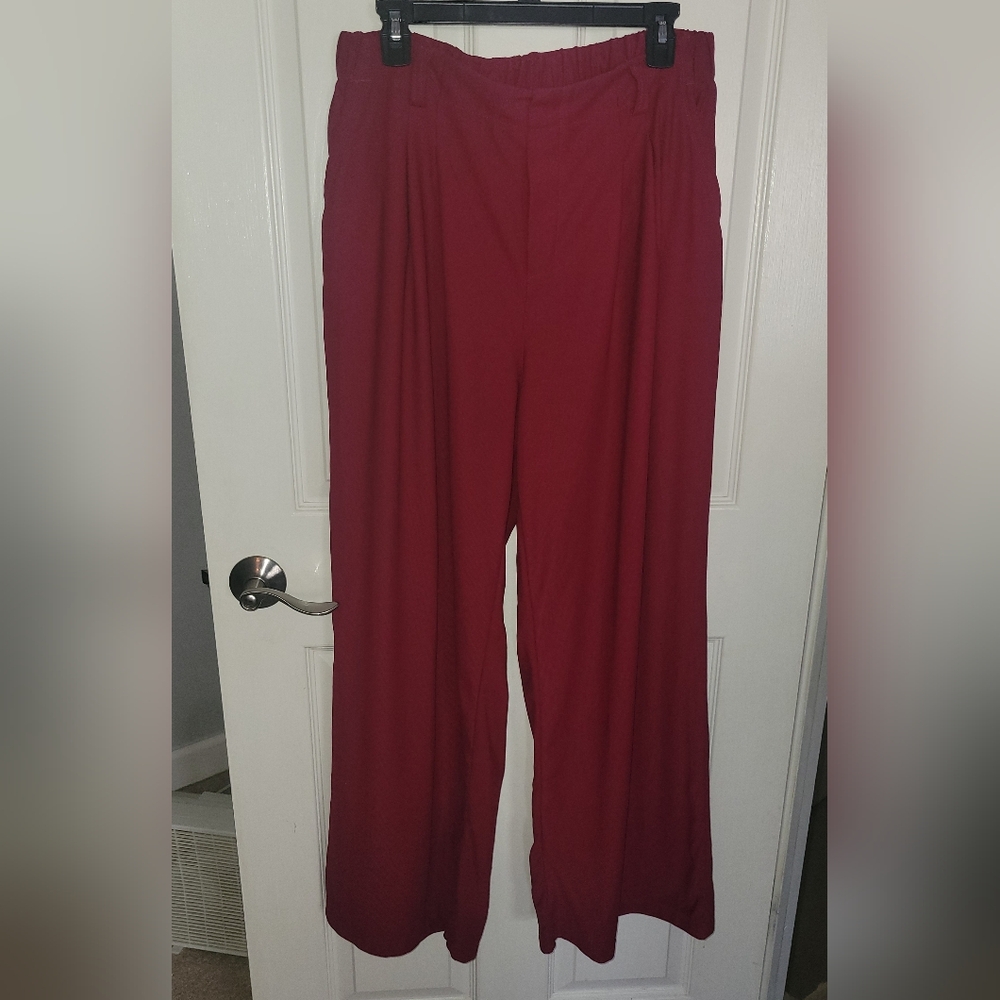 Halara Women's Burgundy Wide-Leg Trouser Pants XL Tall EUC - Picture 5 of 9